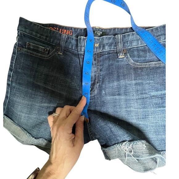 J.Crew‎ Hipslung Denim Cutoff Shorts Women 6 Low Rise Raw Hem Distressed Blue - Picture 8 of 9